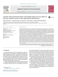 Valeria Di Sarli & Gianluca Landi & Luciana Lisi & Anna Saliva & Almerinda Di Benedetto — Catalytic diesel particulate filters with highly dispersed ceria: Effect of the soot-catalyst contact on the regeneration performance