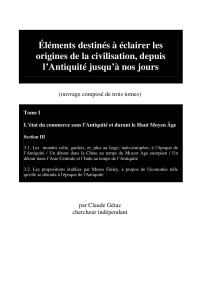 Claude Gétaz — Éléments destinés à éclairer les origines de la civilisation, depuis l’Antiquité jusqu’à nos jours Tome I Section III