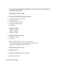David Cuéllar — 26. IMPROVING POTATO PRODUCTION FOR INCREASED FOOD SECURITY OF INDIGENOUS COMMUNITIES IN COLOMBIA (INGLES) AUTOR TERESA MOSQUERA-VASQUEZ Y AJJAMADA C. KUSHALAPPA