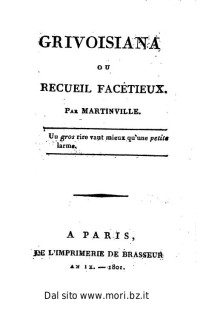 Alphonse Martinville — Grivoisiana ou recueil facétieux