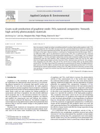 Jincheng Liu — Gram-scale production of graphene oxideâ€“TiO2 nanorod composites: Towards high-activity photocatalytic materials