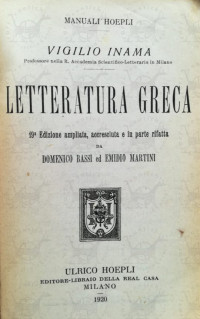 Vigilio Inama — Letteratura greca