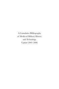 DeVries, Kelly; — A Cumulative Bibliography of Medieval Military History and Technology