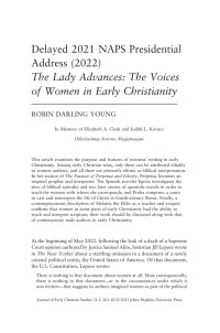 Robin Darling Young — The Lady Advances: The Voices of Women in Early Christianity