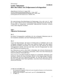 SCHWEIZERISCHE BUNDESKANZLEI — Genfer Abkommen vom 12. August 1949 über den Schutz von Zivilpersonen in Kriegszeiten (mit Anhängen)