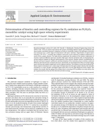 Saurabh Y. Joshi — Determination of kinetics and controlling regimes for H2 oxidation on Pt/Al2O3 monolithic catalyst using high space velocity experiments