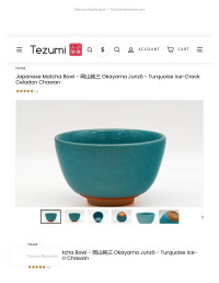 Unknown — Japanese Matcha Bowl - 岡山純三 Okayama Junzō - Turquoise Ice-Crack Celado – Tezumi