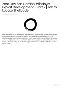 Dr — zero-day-zen-garden-windows-exploit-development---part-2-[jmp-to-locate-shellcode]