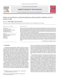 Q.L. Yu — Indoor air purification using heterogeneous photocatalytic oxidation. Part II: Kinetic study