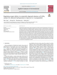 Man Yang — Regulating oxygen defects via atomically dispersed alumina on Pt/WOx catalyst for enhanced hydrogenolysis of glycerol to 1,3-propanediol