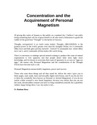 O. Hashnu Hara — Concentration and the Acquirement of Personal Magnetism