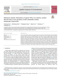 Yunlong Guo — Enhanced catalytic elimination of typical VOCs over ZnCoOx catalyst derived from in situ pyrolysis of ZnCo bimetallic zeolitic imidazolate frameworks