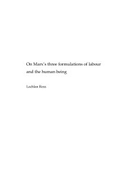 Lachlan Ross — On Marx’s three formulations of labour and the human being