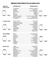 Villalba Camacho — TRMINOS DESCRIPTIVOS DE LOS ESTILOS LIFO