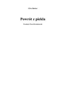 Powrot z piekla — Barker Clive - Powrot z piekla