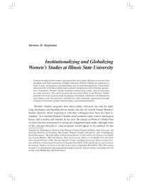 Valentine M. Moghadam — Institutionalizing and Globalizing Women’s Studies at Illinois State University