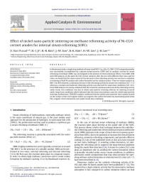 D. Hari Prasad — Effect of nickel nano-particle sintering on methane reforming activity of Ni-CGO cermet anodes for internal steam reforming SOFCs