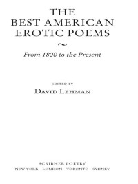 David Lehman — The Best American Erotic Poems