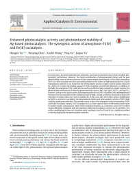 Huogen Yu & Wuying Chen & Xuefei Wang & Ying Xu & Jiaguo Yu — Enhanced photocatalytic activity and photoinduced stability of Ag-based photocatalysts: The synergistic action of amorphous-Ti(IV) and Fe(III) cocatalysts