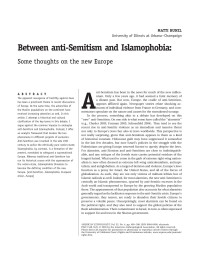 Unknown — Between anti-Semitism and Islamophobia: Some thoughts on the new Europe