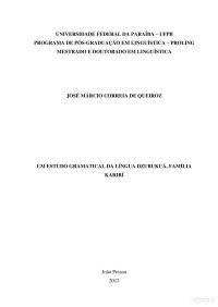 José Ma´rcio Correia de Queiroz — Um Estudo Gramatical da Língua Dzubukuá, Família Kariri