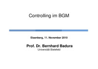 Prof. Dr. Bernhard Badura — Controlling im Betrieblichen Gesundheitsmanagement