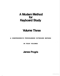 James Progris — A Modern Method For Keyboard Study - Vol.3