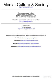 Aristocracy Of Culture [Excerpt From 'Distinction, A Social Critique Of The Judgement Of Taste'] — Aristocracy Of Culture [Excerpt From 'Distinction, A Social Critique Of The Judgement Of Taste']