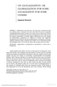 Globalization [Or Globalization For Some, Localization For Some Others] — Globalization [Or Globalization For Some, Localization For Some Others]