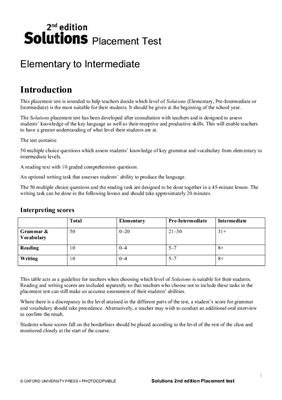 Solution test elementary 3rd. Elementary pre-Intermediate Placement Test ответы. Elementary Test ответы. Solutions third Edition Placement Test ответы. Тест solutions.